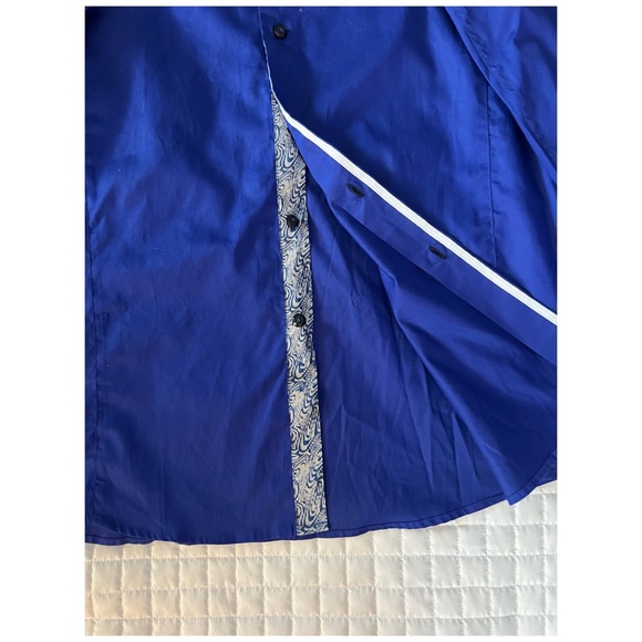 NWT TR Premium Men’s Blue Button Down Dress Shirt - Picture 2 of 3